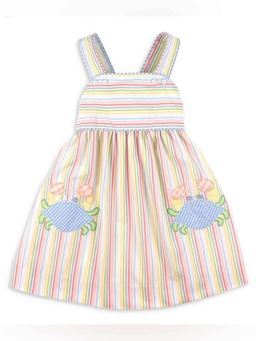 Shrimp & Grits Kids Coastal Crab striped dress, 3t